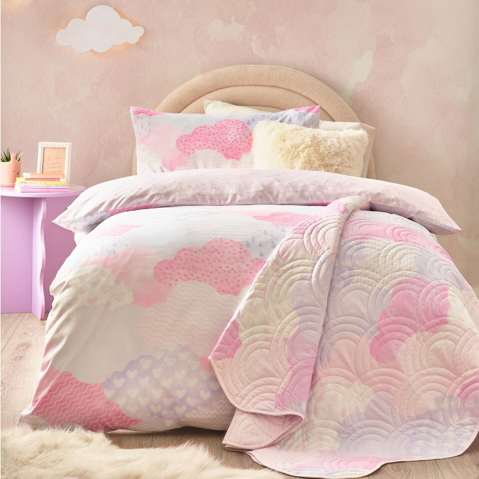 image 1 of Catherine Lansfield Kids Soft as a Cloud Bedspread | Pink | One Size
