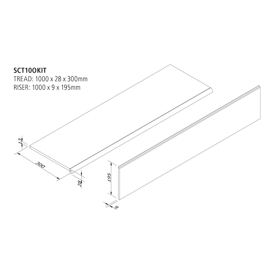 image 1 of Cheshire Mouldings Stair Klad Oak Tread and Riser Kit (L) 1.0m (W) 300mm (T) 13mm