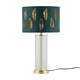 image 2 of Set of 2 Aura - Satin Brass Lamps with Green Fern Cut Out Shades Bronze | Green