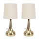 image 1 of ValueLights Teardrop Pair Gold Touch Table Lamps Cream Shade | Cream