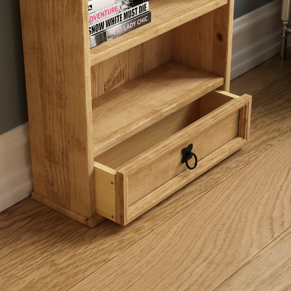 image 1 of Vida Designs Corona 1 Drawer 3 Shelf Bookcase Livingroom Storage Unit - Solid Pine Wood