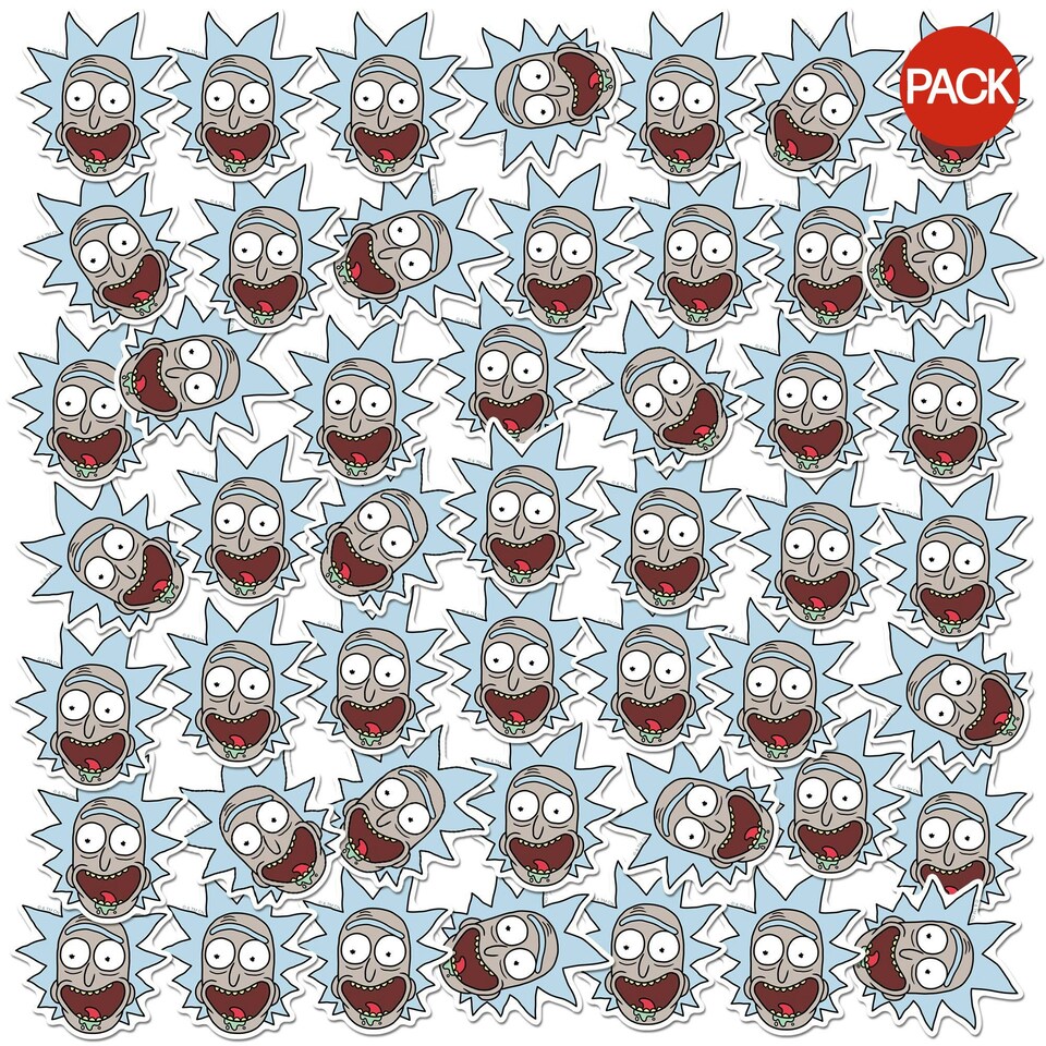 image 1 of Rick And Morty Deluxe Faces Rick Stickers (Pack of 50) - Multicoloured - One Size