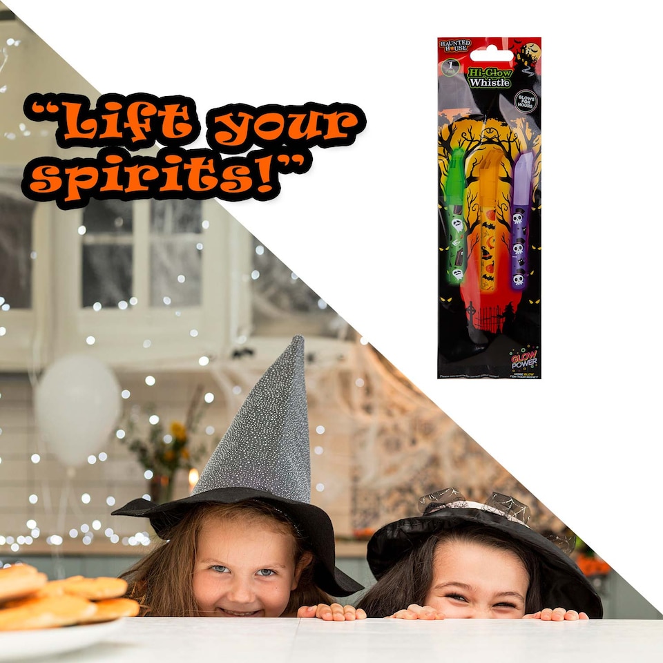 image 1 of PMS Halloween Glow Whistle with Lanyard, 1-Piece Mystery Bag, Orange