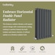 image 2 of Embrace Horizontal Double Panel Radiator, 600mm x 412mm - Anthracite | Grey | Anthracite | 1