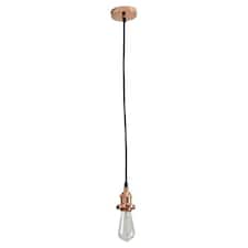 First Choice Lighting Flex Suspension Polished Copper Pendant Kit with Black Fabric Cable Copper
