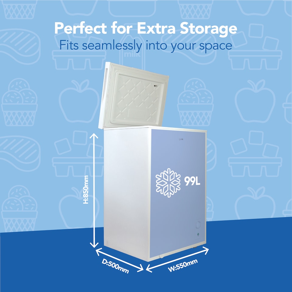 image 1 of Igenix IG100 Freestanding Chest Freezer, 99 L, White