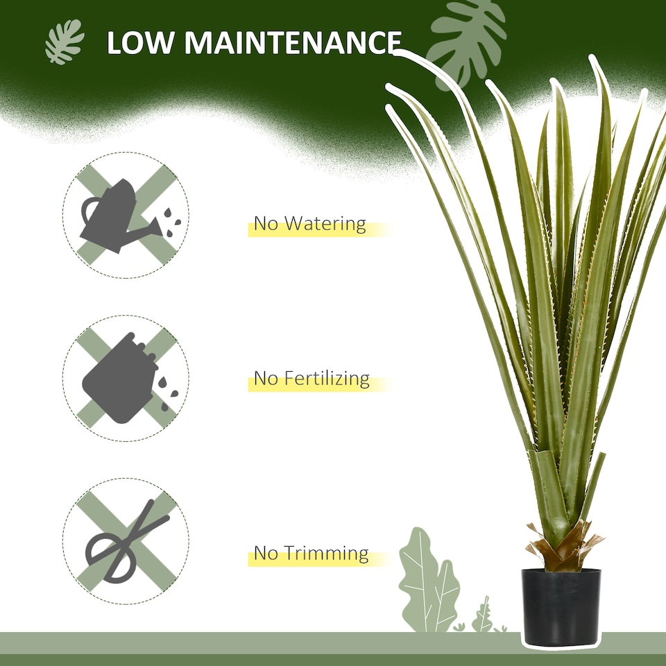 image 1 of HOMCOM Decorative Artificial Plants Agave Succulent in Pot, Desk Fake Plants for Home Indoor Outdoor Decor, 90cm