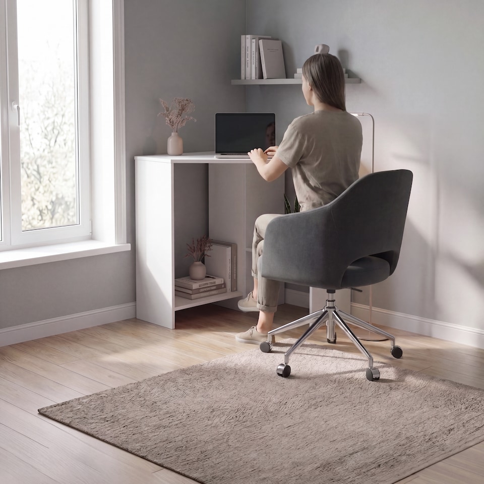 image 1 of Vida Designs Hetton Corner Computer Desk 2 Shelf Home Office Workstation