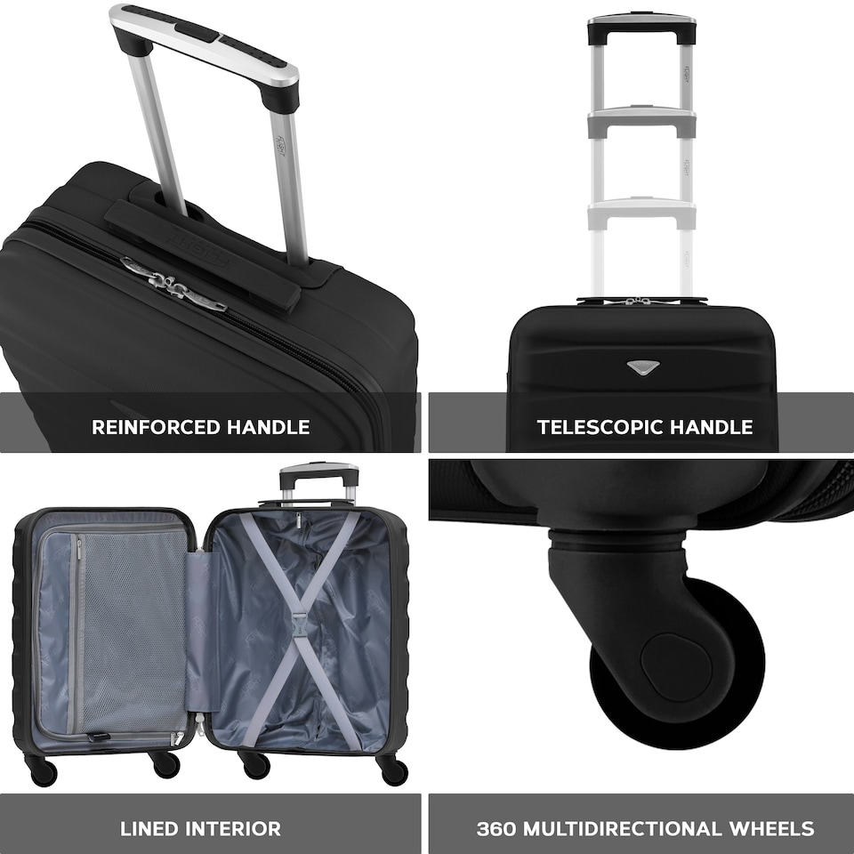 image 1 of Flight Knight Cabin Suitcase 56x36x23cm - 30+ Airlines Approved - British Airways, EasyJet- Lightweight 4 Wheel Carry On Hard Shell Hand Luggage Red | Burgundy | Cabin Bag
