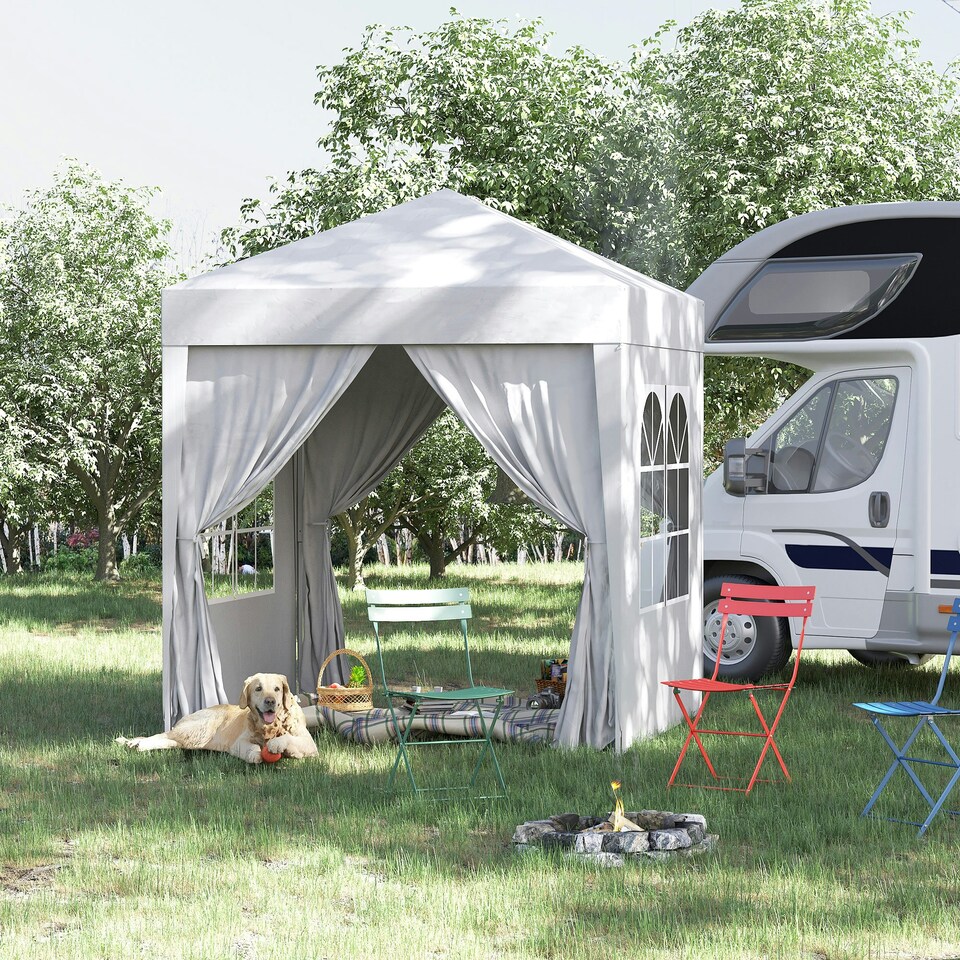 image 1 of Outsunny 2mx2m Pop Up Gazebo Party Tent Canopy Marquee with Storage Bag White