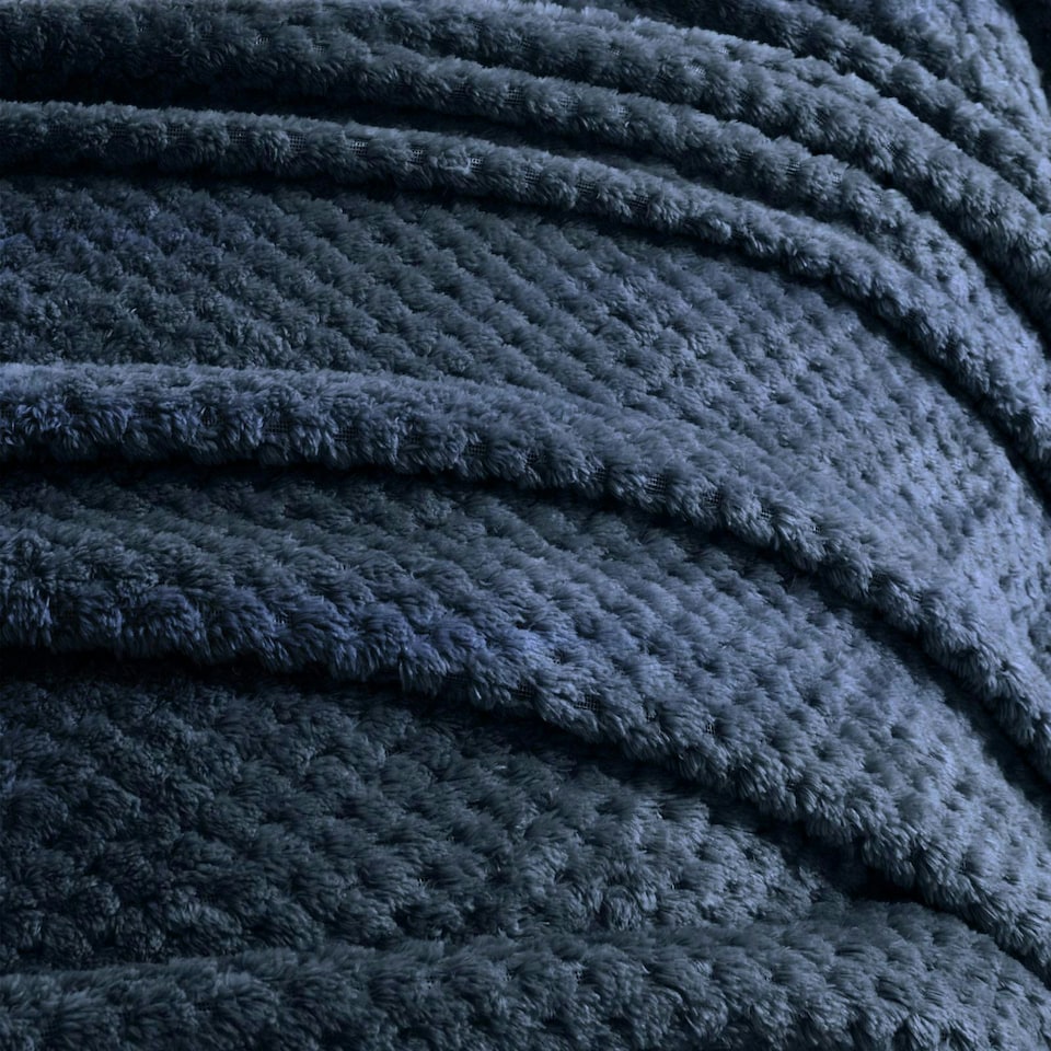 image 1 of OHS Luxury Waffle Honeycomb Warm Blanket, 150x200cm - Navy Blue