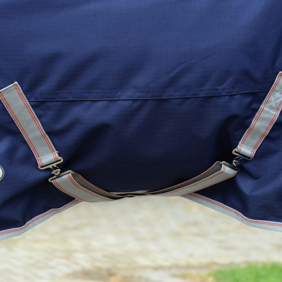 image 1 of Weatherbeeta Comfitec Essential Plus Detachable Neck Lite 50g Horse Rug - Navy/Silver/Red - 5´ 3"