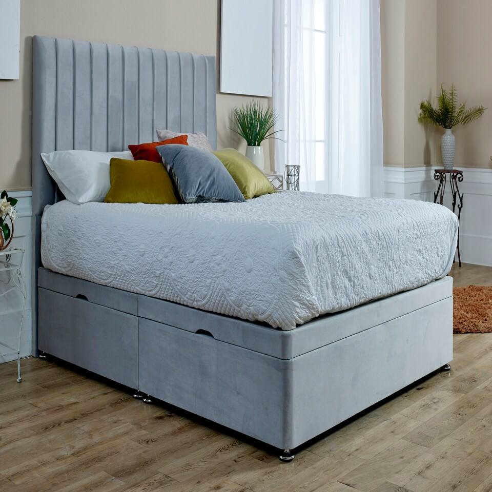 image 1 of Sophia Divan Ottoman Plush Superking Bed Frame - Silver