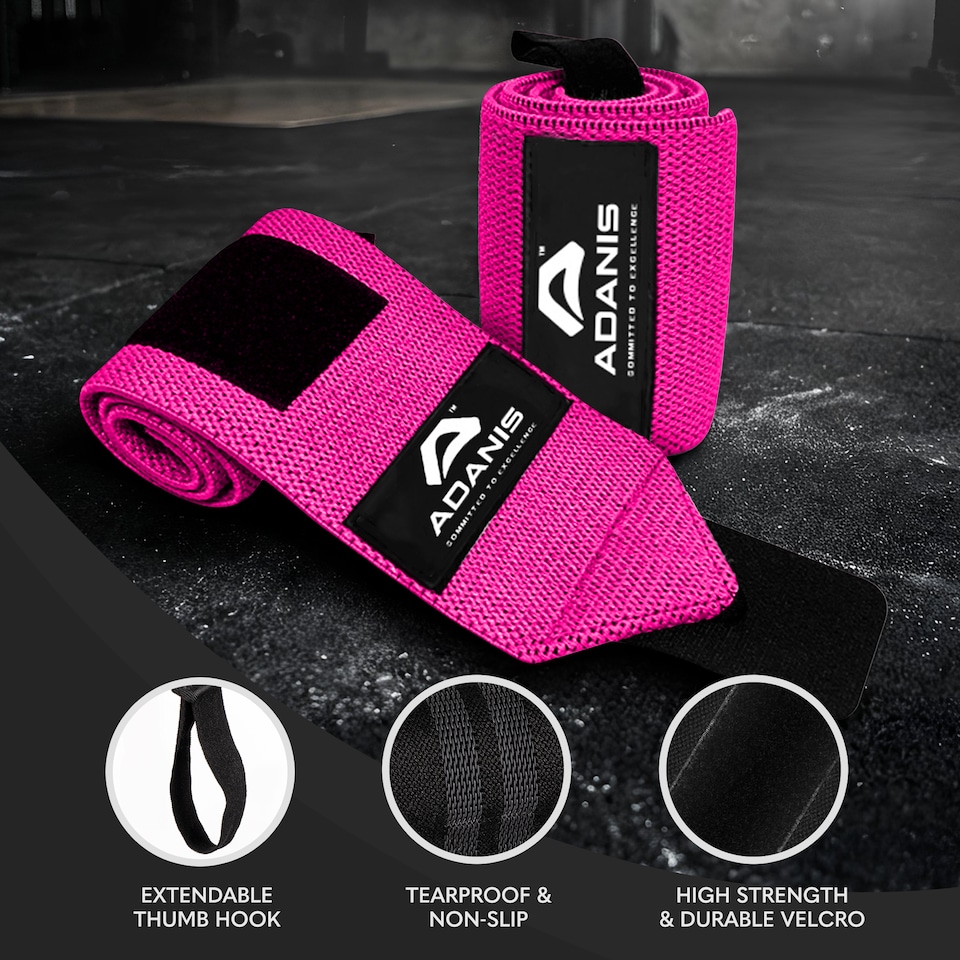 image 1 of Adanis Wrist Wraps for Weightlifting (Pair), Adjustable Wrist Support