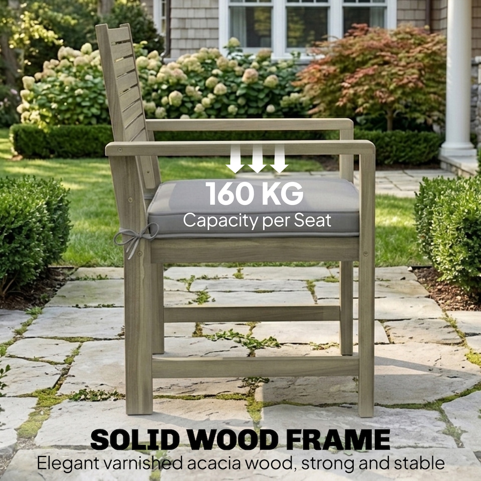 image 1 of Outsunny 4 Seater Wooden Garden Furniture Set with Loveseat, Chairs, Table | Grey | Light Grey | Four Seater