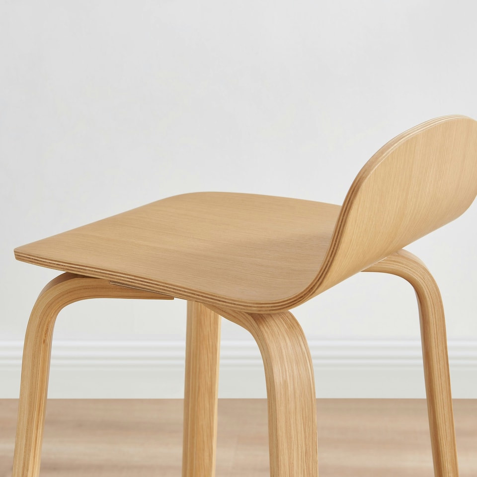 image 1 of Furniturebox Emy Oak Veneer Wooden Bar Chair