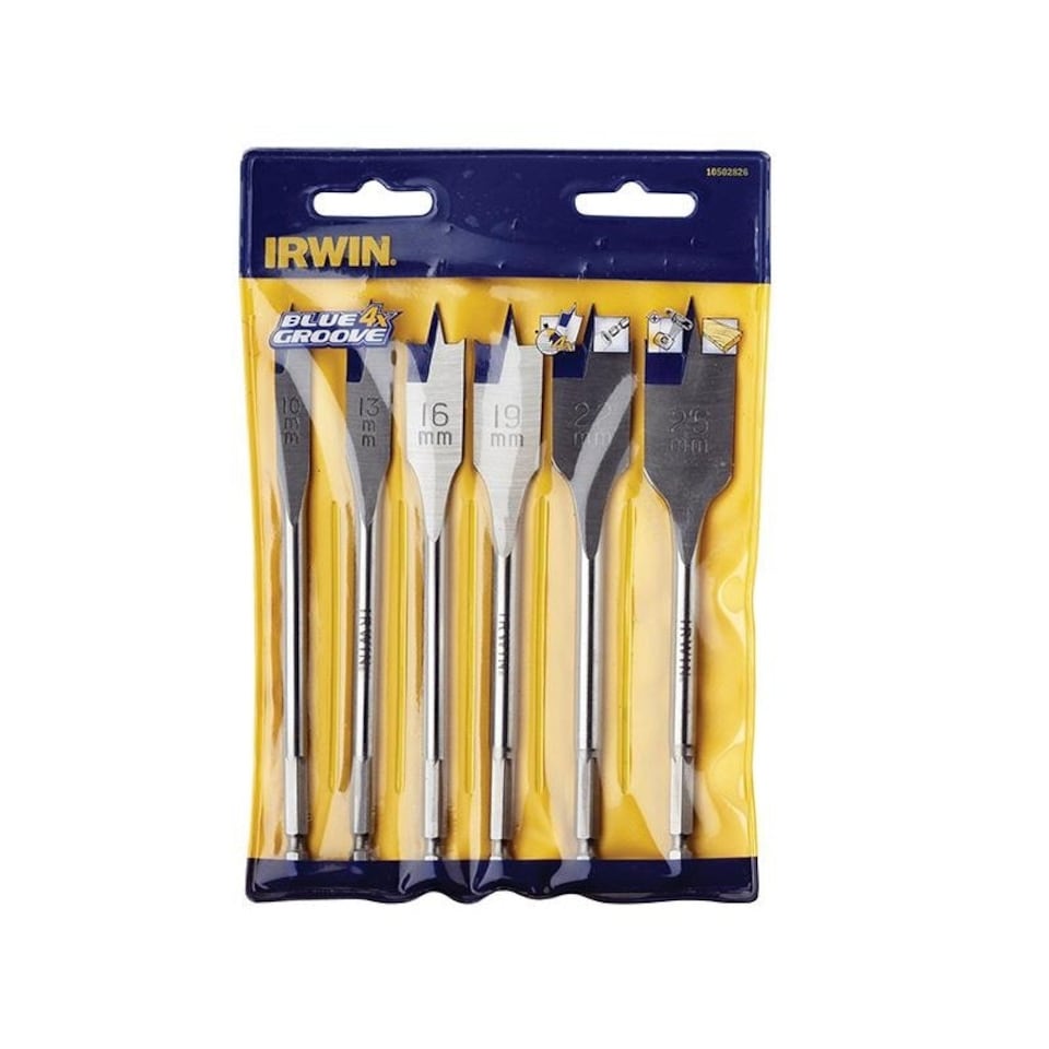 Irwin Blue Groove 4x Flat Bit - Multi Colour - Set, 6 Piece