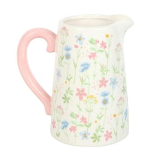 Something Different Floral Ceramic Flower Jug - White/Pink/Green - One Size