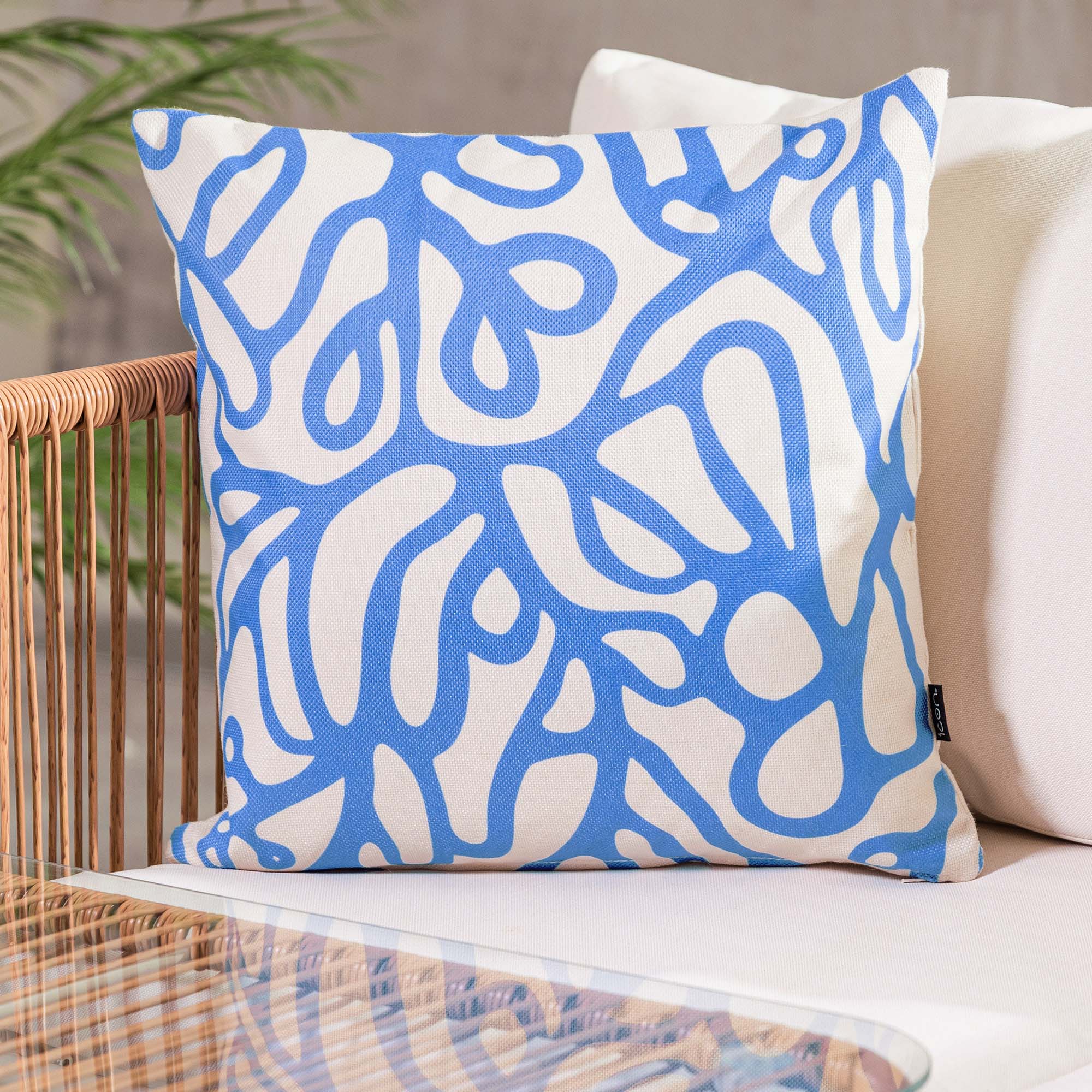 Cuscino Paoletti Fiji POLYCUSH 43x43 Cm, In Finta Seta, Colore Blu Reale, Reversibile, Con Zip