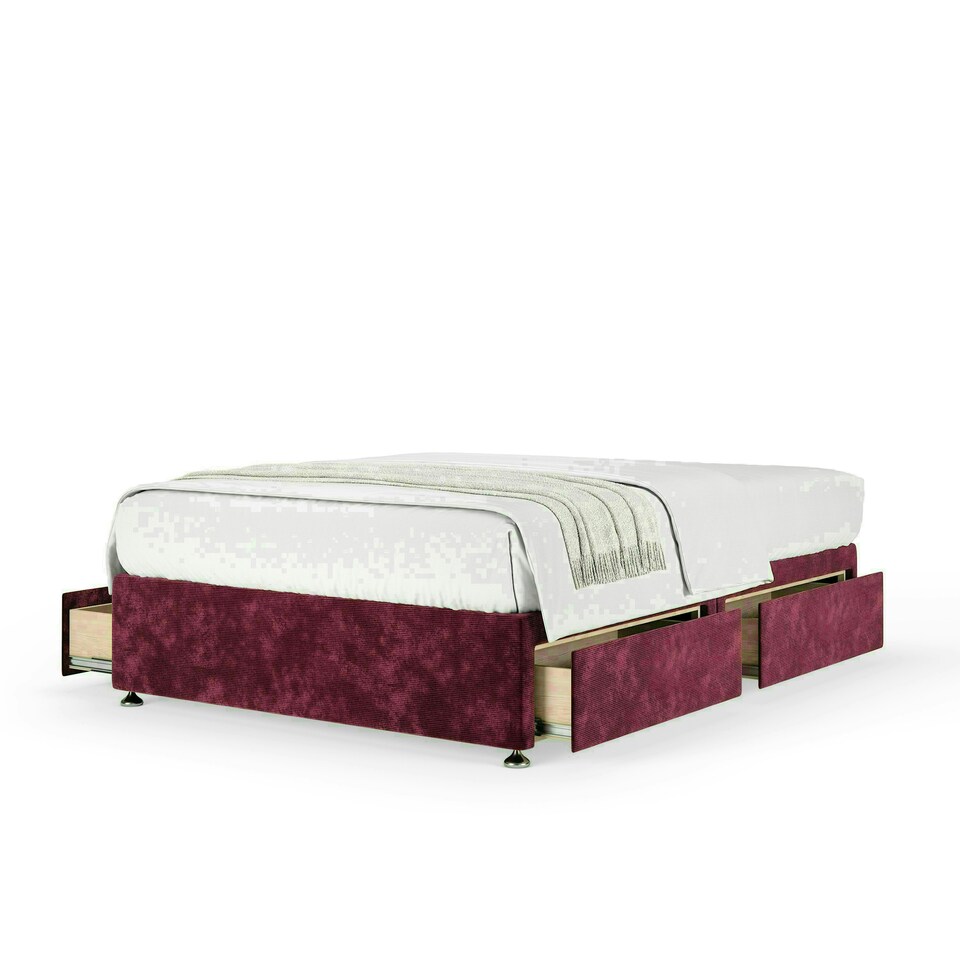 Aubergine Chenille 4 Drawer Divan Base King Size