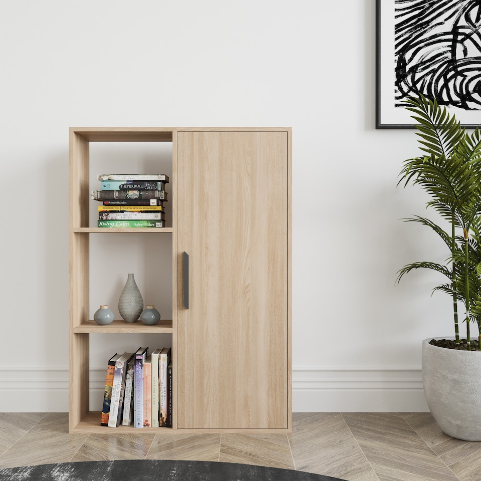 image 1 of Decorotika Patrick 3 Shelves and a Cabinet Bookcase