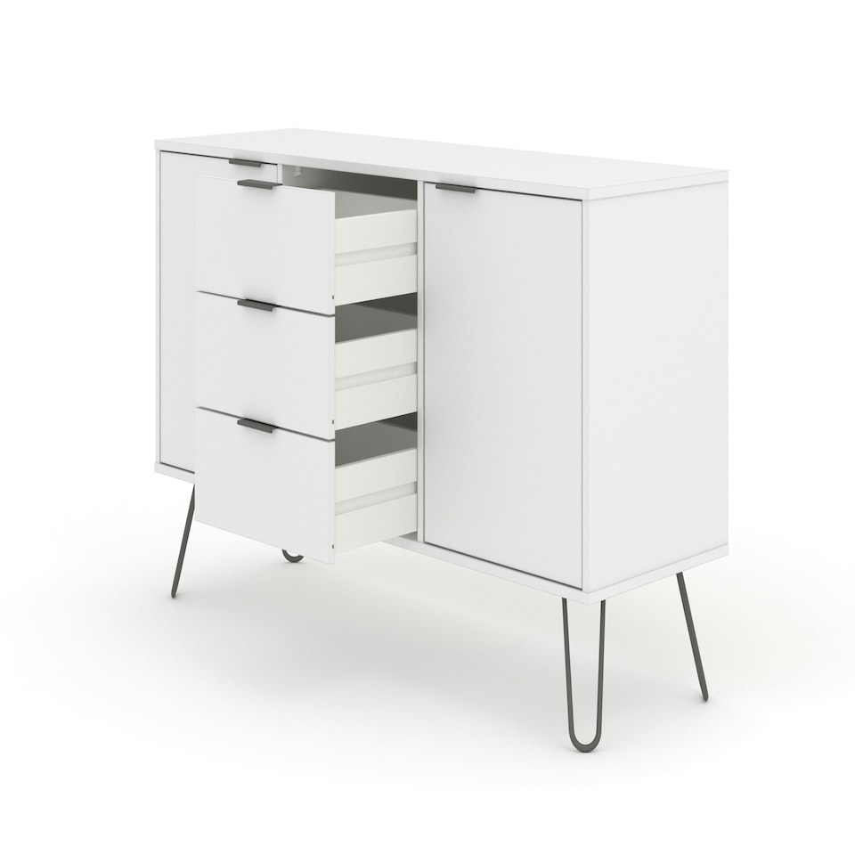 image 1 of Augusta White, Medium Sideboard With 2 Doors, 3 Drawers White