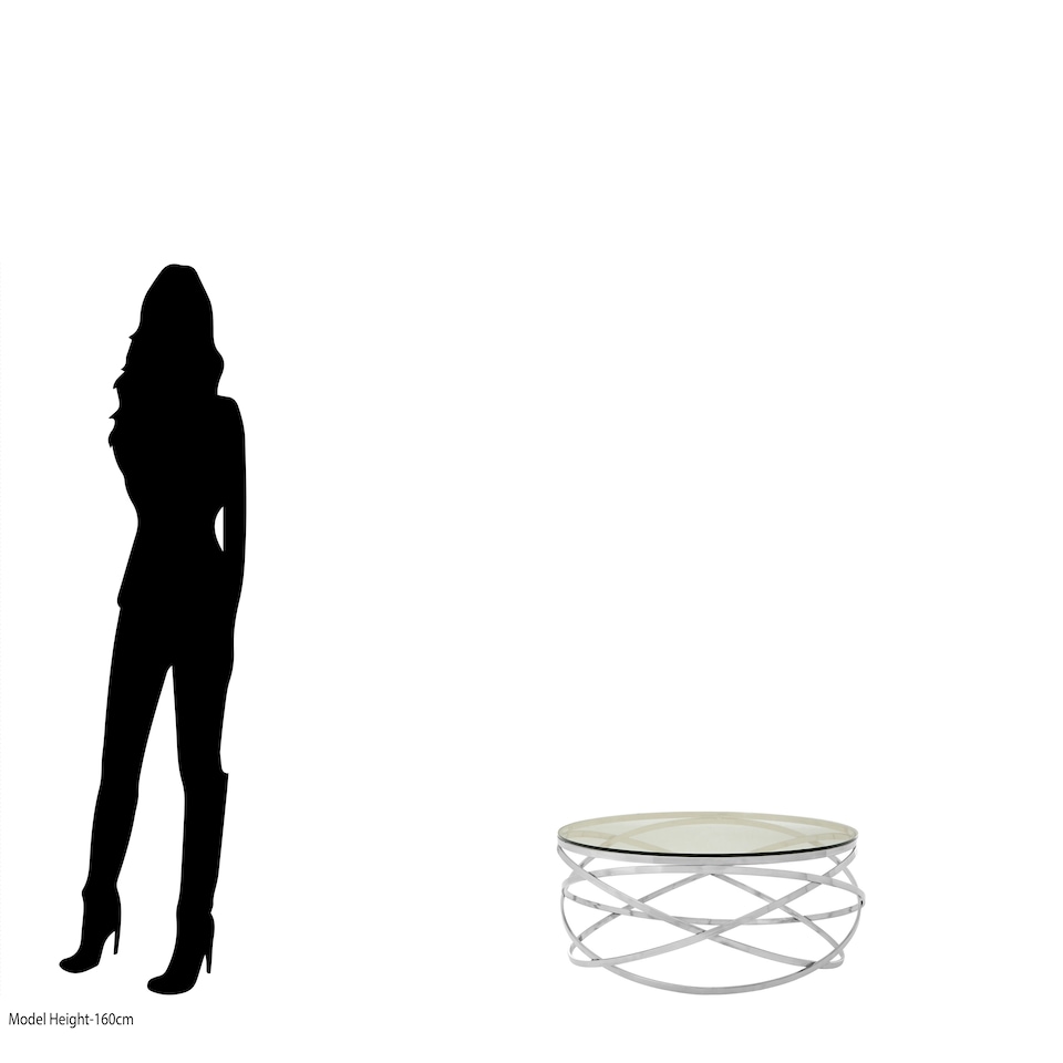 image 1 of Allure Round Silver Swirl Base Coffee Table Silver