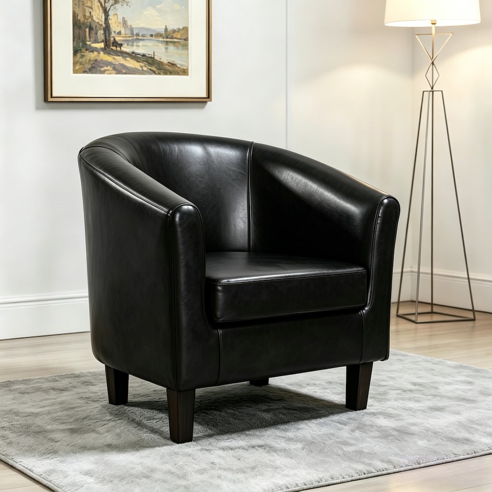 image 1 of Tub Chair Faux Leather Arm Chair