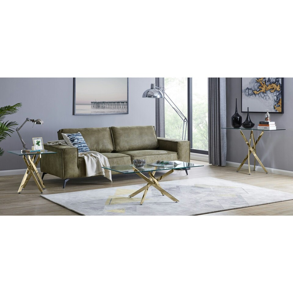 image 1 of Furniturebox Leonardo Glass And Gold Metal Console Table