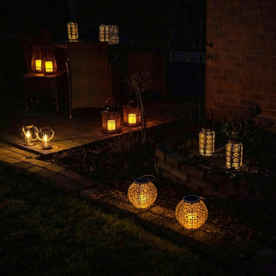 image 1 of ValueLights Solar Lantern Matte Copper Lantern with Copper Oval Shade and Integrated LED .1W Warm White 3000K Bulb