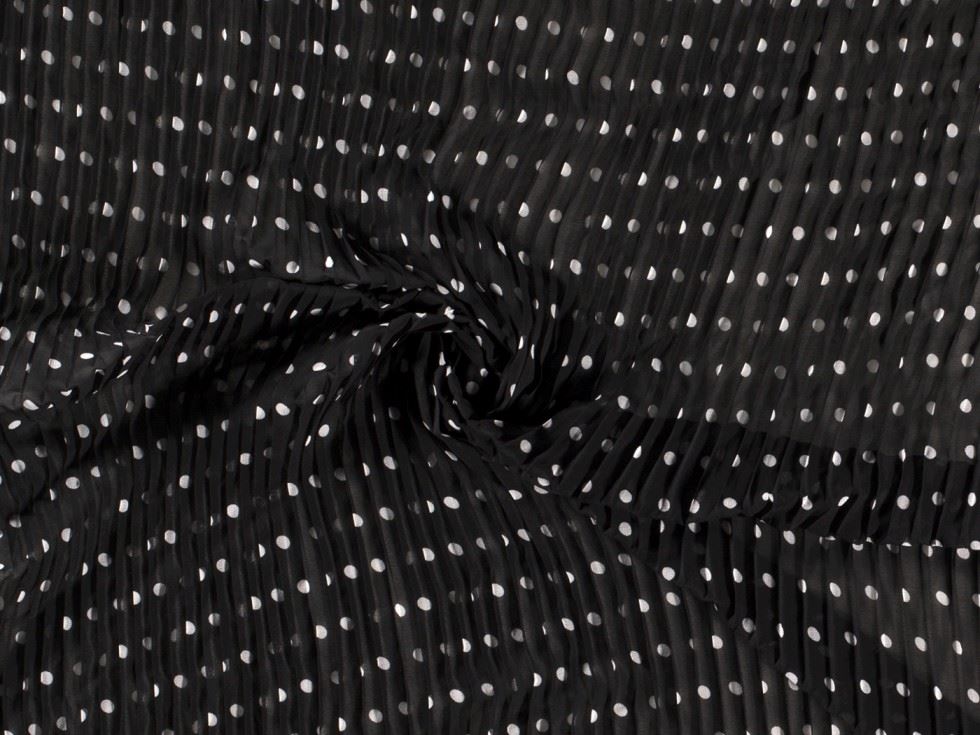 Black Pleated Chiffon Plisse Fabric for Dressmaking, 140cm / 55" Wide - per metre