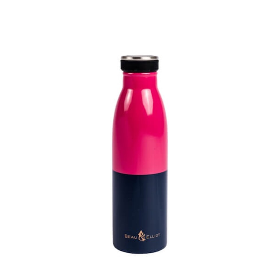 image 1 of Beau & Elliot Colour Block 500ml Stainless Steel Drinks Bottle Pink/Navy