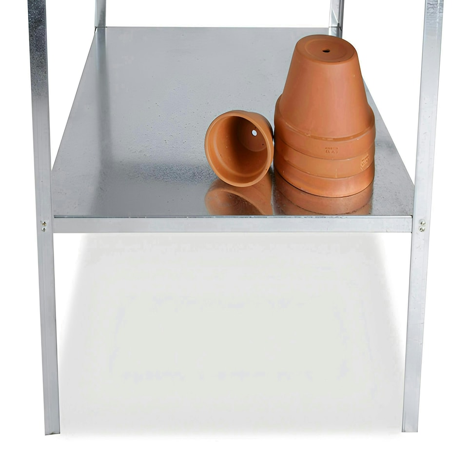 image 1 of Lacewing Traditional 2 Tier Greenhouse Square Workstation Staging Silver 60cm