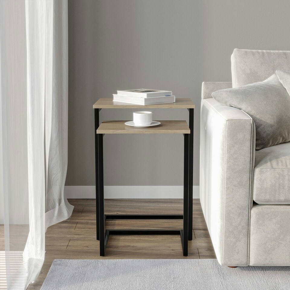 image 1 of 2 pc C-Shaped Nesting Side Tables White | Unit Colour: White