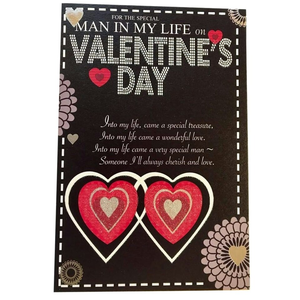 image 1 of Man In My Life Sentimental Verse Love Double Heart Valentine's Day Card