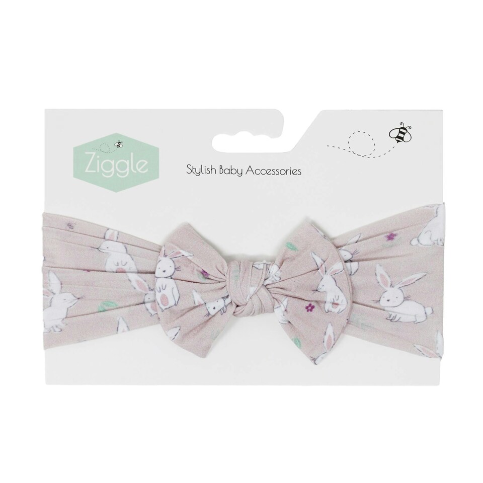 Ziggle Baby Top Bow Turban Headband - Bunnies | Pink | 1