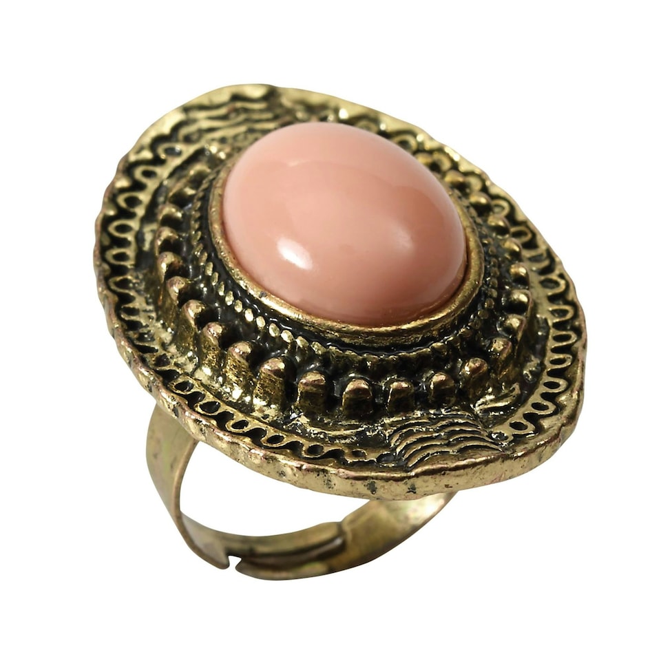 Bristol Novelty Unisex Adults Stone Ring - Gold/Pink - One Size One Size