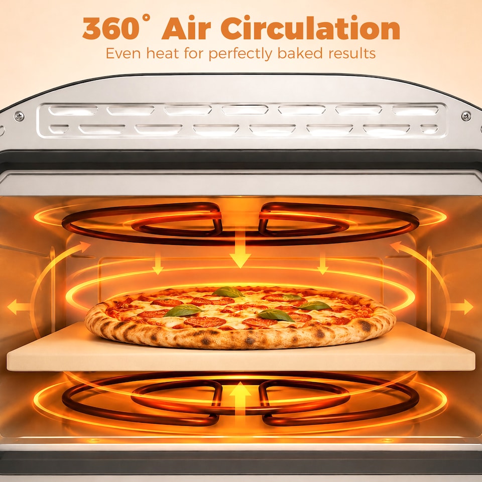 image 1 of HOMCOM 12 Inch Electric Countertop Pizza Maker with 3 Knob Control, 2200W