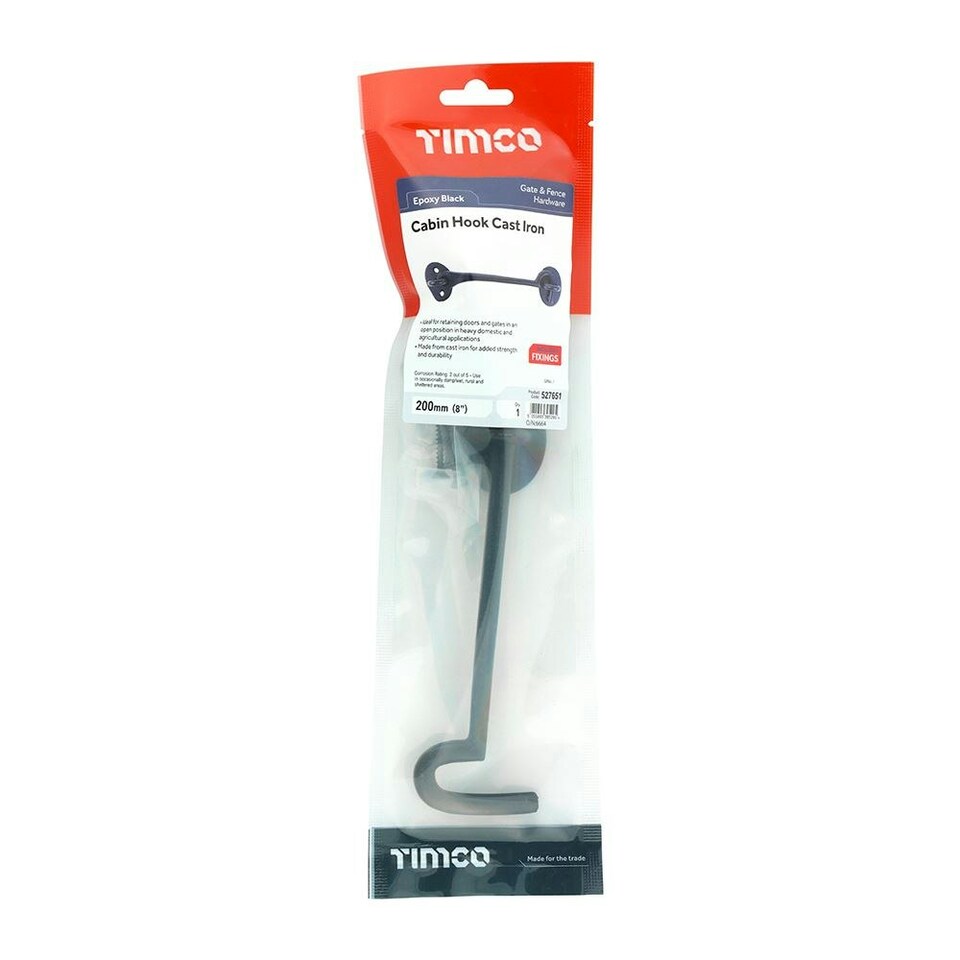 image 1 of Timco - Cabin Hooks - Black (Size 8" - 1 Each)