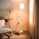 image 3 of ValueLights Hiru Wooden 3 Tier Shelf Floor Lamp with White Shade | White