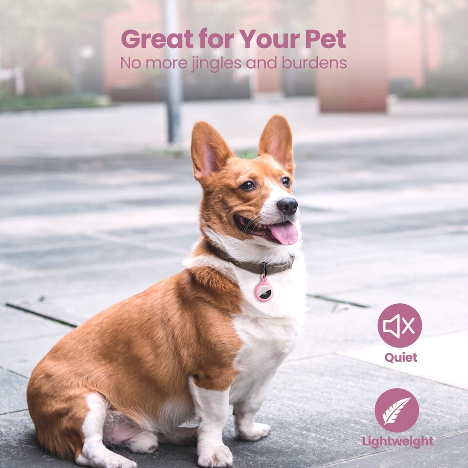 image 1 of AirTag Holder & Collar for Pets GPS Tag & App with Smart QR ID