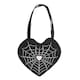 image 1 of Spiderweb Heart Satin Tote Bag Black