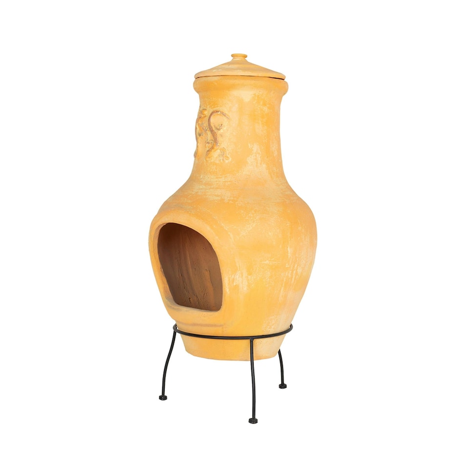 image 1 of Charles Bentley Outdoor Large Clay Chiminea Patio Heater - Terracotta