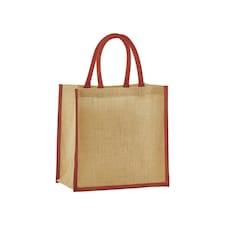 Westford Mill Mini Starched Jute 6L Shopper Bag - Natural/Orange Rush - One Size Brown
