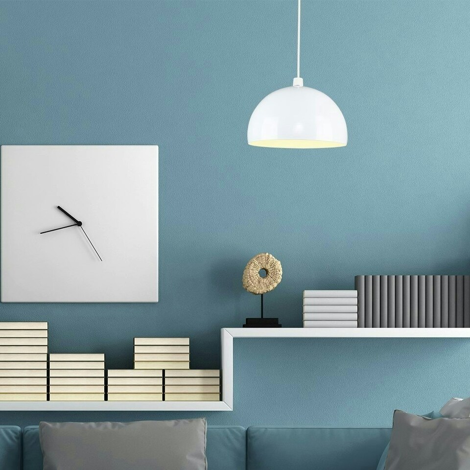 image 1 of ValueLights Modern Gloss White Metal Dome Ceiling Pendant Light Shade
