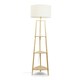 image 4 of ValueLights Hiru Wooden 3 Tier Shelf Floor Lamp Cream Shade Cream