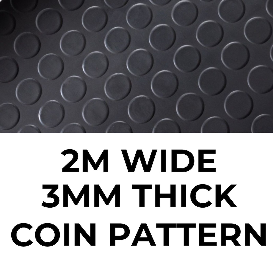 image 1 of Rubber Flooring Matting - 2m x 4m x 3mm - Coin - Workshop Garage Shed Van Non-Slip