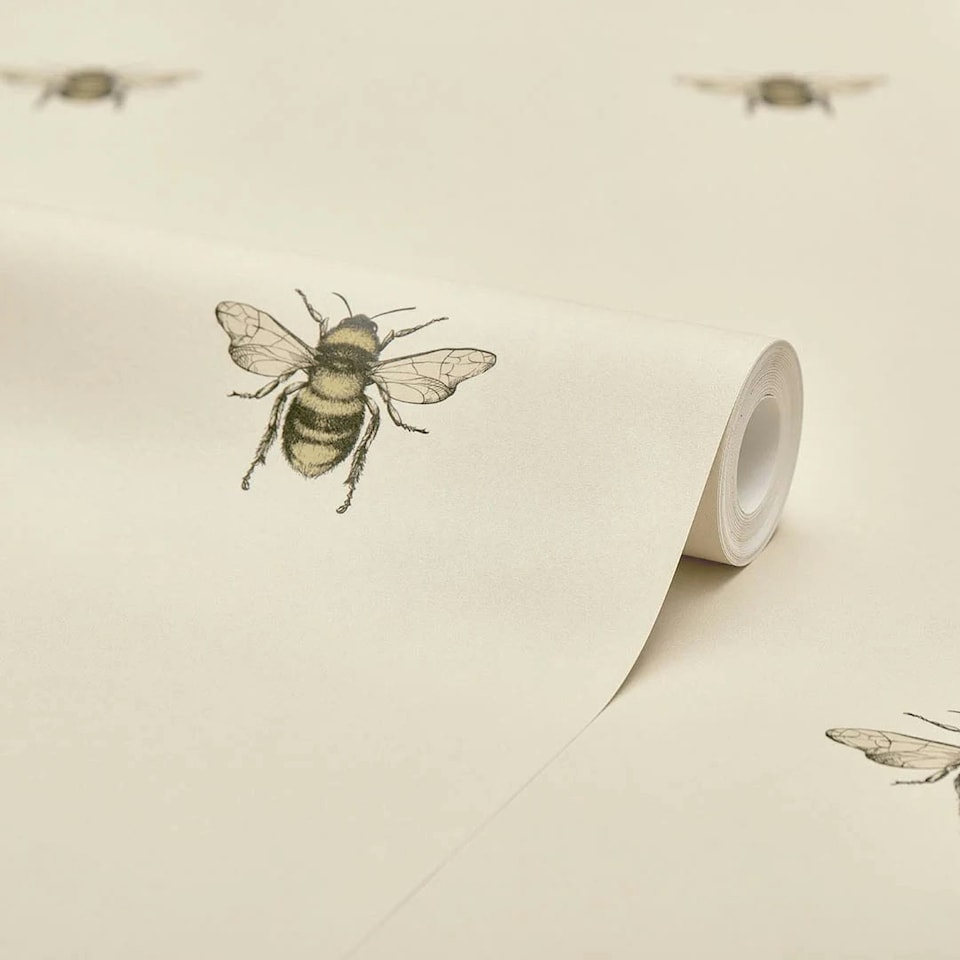 image 1 of Luxe Bee Wallpaper in Natural Multi