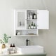 image 2 of kleankin Wall Mounted Mirror Cabinet W/ Double Mirror Doors & Shelf | White | 56L x 13W x 58H cm