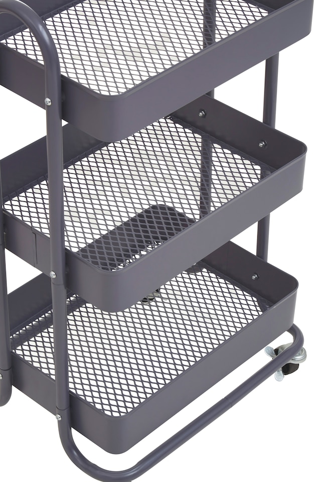 image 1 of Orsina Three Tier Grey Trolley, Swift Mobility Of Drinks Trolley, Lightweight And Compact Storage Garden Trolley